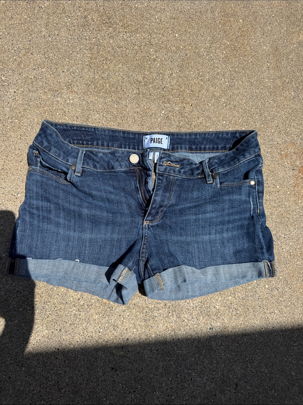 Paige Indigo Cuffed Denim Shorts